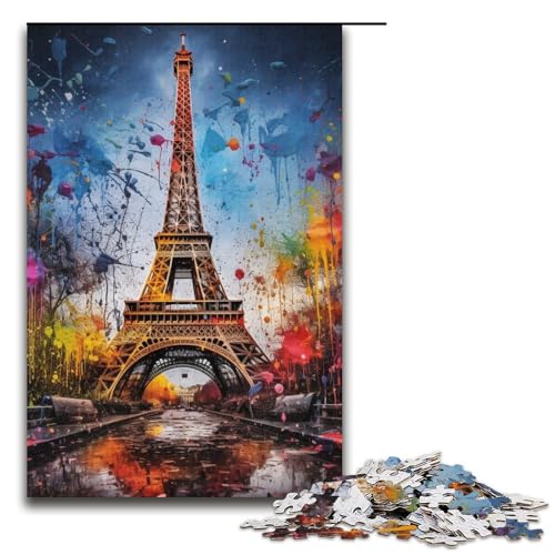 1000teiliges farbenfrohes EiffelturmPuzzle GeschenkPuzzle für Erwachsene Weihnachtswunschliste mit Weihnachtsmann für Teenager ab 14 Jahren 1000 Teile (38 x 26 cm) von ouynngjing