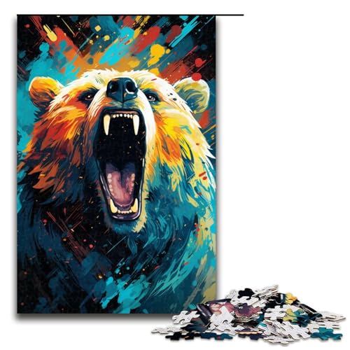 1000teiliges farbenfrohes psychedelisches BärenPuzzle für Kinder Holzpuzzle HeimkunstDekor 1000 Teile (75 x 50 cm) von ouynngjing