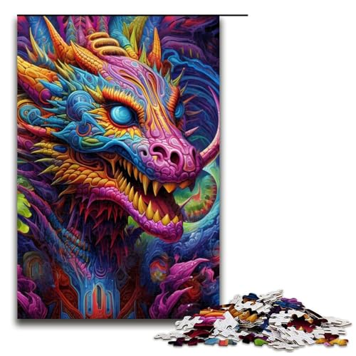 1000teiliges psychedelisches DrachenPuzzle für Kinder Holzpuzzle HeimkunstDekor 1000 Teile (75 x 50 cm) von ouynngjing