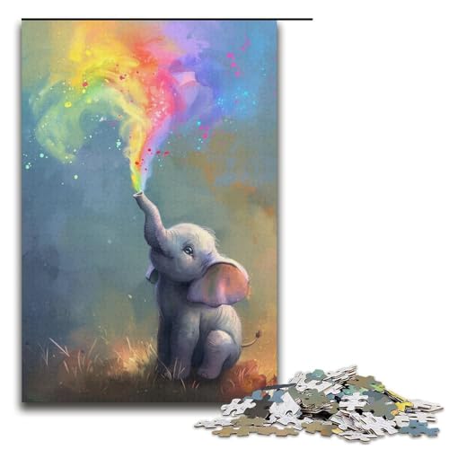 1000teiliges süßes ElefantenbabyPuzzle für Kinder Holzpuzzle HeimkunstDekor 1000 Teile (38 x 26 cm) von ouynngjing