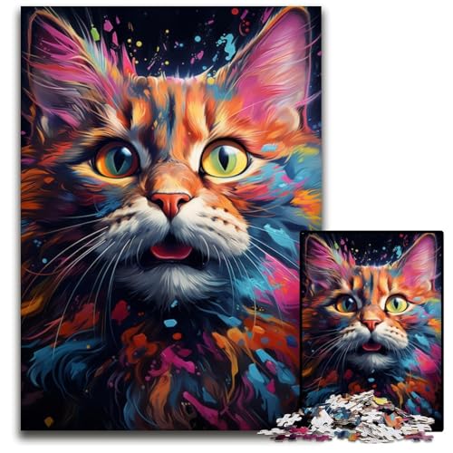Aquarellmalerei-Katze 1000-teiliges Puzzle für Erwachsene schwierige Puzzles für Erwachsene Geburtstagsgeschenkidee anspruchsvolles Denkspiel 1000 Teile (38x26cm) von ouynngjing