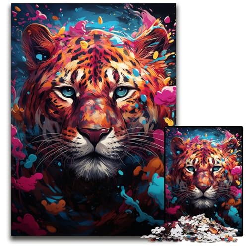 Aquarellmalerei-Leopard 1000-teiliges Puzzle für Erwachsene schwierige Puzzles für Erwachsene Geburtstagsgeschenkidee anspruchsvolles Denkspiel 1000 Teile (75x50cm) von ouynngjing
