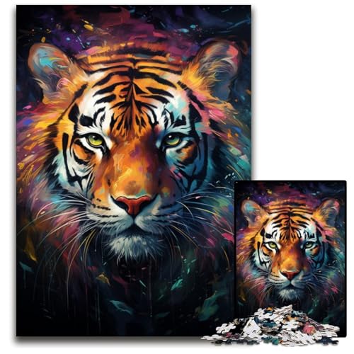Aquarellmalerei-Tiger 1000-teiliges Puzzle für Erwachsene schwierige Puzzles für Erwachsene Geburtstagsgeschenkidee anspruchsvolles Denkspiel 1000 Teile (38x26cm) von ouynngjing