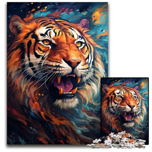 Aquarellmalerei-Tiger-Puzzle 1000 Teile für Erwachsene Holzpuzzle für Erwachsene Denkspiel interaktives Familienspiel geeignet für alle Altersgruppen + 1000 PCS (75 x 50 cm) von ouynngjing