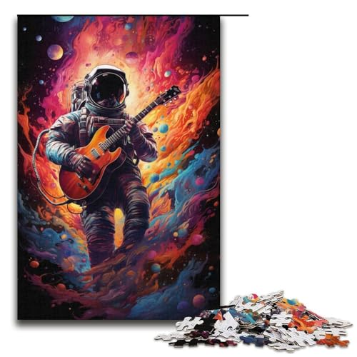 Astronaut spielt Gitarre im Weltraum 1000teiliges Puzzle für Erwachsene Puzzle als Geschenk geeignet für Teenager ab 14 Jahren 1000 Teile (38 x 26 cm) von ouynngjing