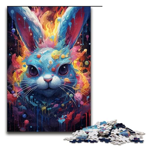 Buntes Kaninchen-Puzzle mit 1000 Teilen für Erwachsene. Puzzle als Geschenk Geeignet für Jugendliche ab 14 Jahren. 1000 Teile (75 x 50 cm) von ouynngjing
