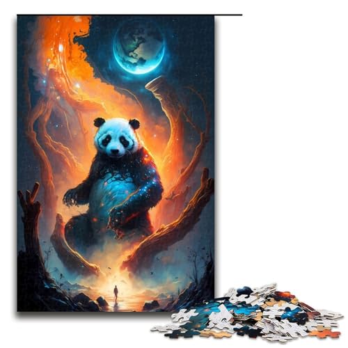 Charmantes Panda Puzzle mit 1000 Teilen für Kinder Holzpuzzle Heimkunstdekor 1000 Teile (75 x 50 cm) von ouynngjing