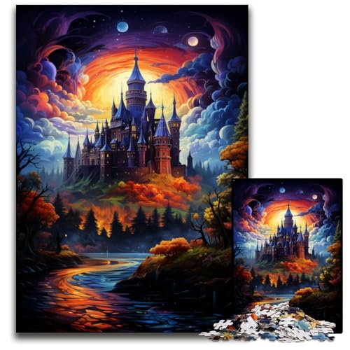Das psychedelische 1000-teilige Puzzle „Schloss Gripholm“. Unmögliches Puzzle für Erwachsene. Hochschwieriges Denkspiel für Teenager. 1000 Teile (75x50cm) von ouynngjing