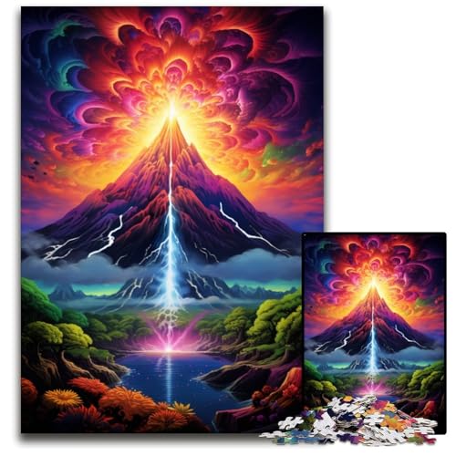 Der psychedelische Vulkan ist ausgebrochen. 1000-teiliges Puzzle aus Holz für Teenager und Familienspaß – DIY-Denkspiel als Geschenk. 1000 Teile (75x50cm) von ouynngjing