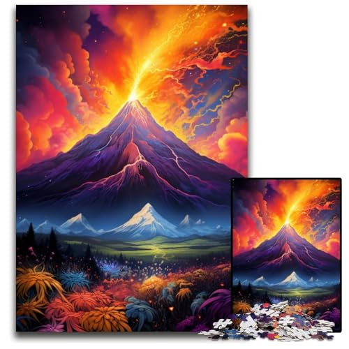 Der psychedelische Vulkan ist ausgebrochen. 1000-teiliges Puzzle. Unmögliches Puzzle für Erwachsene. Hochschwieriges Denkspiel für Teenager. 1000 Teile (38x26cm) von ouynngjing