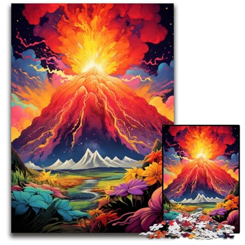 Der psychedelische Vulkanausbruch Puzzles für 1000 Teile anspruchsvolle Puzzles Denksportaufgabe Spiel für Erwachsene interaktive Familienaktivität 1000 Teile (38x26cm) von ouynngjing