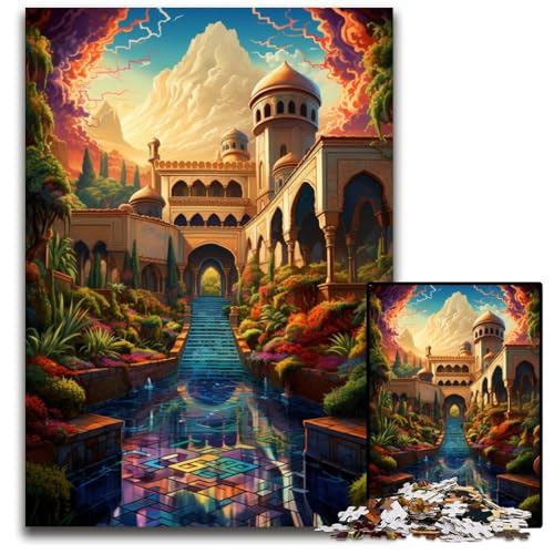 Die farbenfrohe Psychedelia der Alhambra 1000-teiliges Puzzle Holzpuzzle für Teenager und Familienspaß – DIY-Denkspiel Geschenk 1000 Teile (75x50cm) von ouynngjing