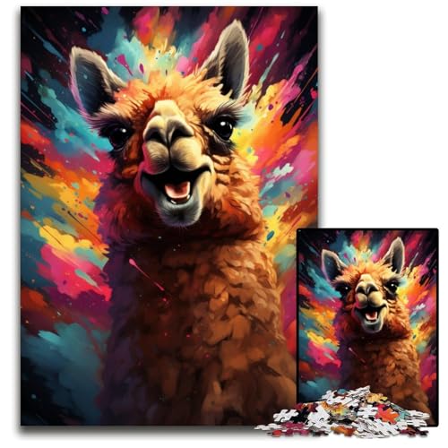 Die farbenfrohe Psychedelia der Weltraum-Alpakas 1000-teiliges Puzzle Papierpuzzle für Teenager und Familienspaß – DIY-Denkspiel als Geschenk 1000 Teile (38x26cm) von ouynngjing
