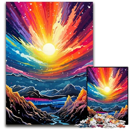 Die farbenfrohe Psychedelia des Berges Elbrus 1000-teiliges Puzzle für Erwachsene schwierige Puzzles für Erwachsene Geburtstagsgeschenkidee anspruchsvolles Denkspiel 1000 Teile (75x50cm) von ouynngjing