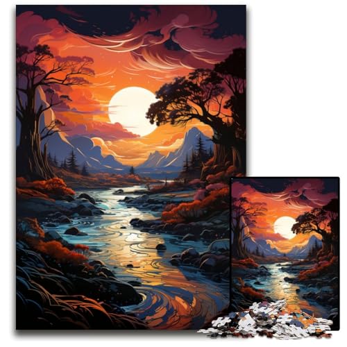 Die farbenfrohe Psychedelia des Lake Corrib 1000-teiliges Puzzle Holzpuzzle für Teenager und Familienspaß – DIY-Denkspiel Geschenk 1000 Teile (75x50cm) von ouynngjing