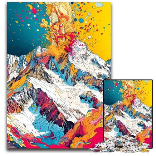 Die farbenfrohe Psychedelia des Mont Blanc Puzzle 1000 Teile für Erwachsene Holzpuzzle für Erwachsene Denkspiel interaktives Familienspiel geeignet für alle Altersgruppen + 1000 Teile (75x50cm) von ouynngjing
