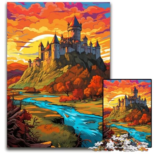 Die farbenfrohe Psychedelia des Schlosses Carcassonne Puzzle für Erwachsene 1000 Teile anspruchsvolles DIY-Denkspiel perfektes Familienspiel oder dekoratives Geschenk 1000 Teile (38x26cm) von ouynngjing
