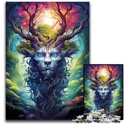 Die farbenfrohe Psychedelia des Waldgeistes 1000-teiliges Puzzle für Erwachsene schwierige Puzzles für Erwachsene Geburtstagsgeschenkidee anspruchsvolles Denkspiel 1000 Teile (38x26cm) von ouynngjing