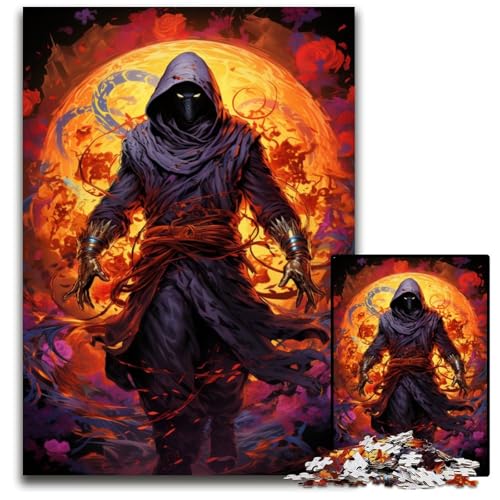 Die farbenfrohe Psychedelia von Ninja Killer 1000-teiliges Puzzle Holzpuzzle für Teenager und Familienspaß – DIY-Denkspiel Geschenk 1000 Teile (75x50cm) von ouynngjing