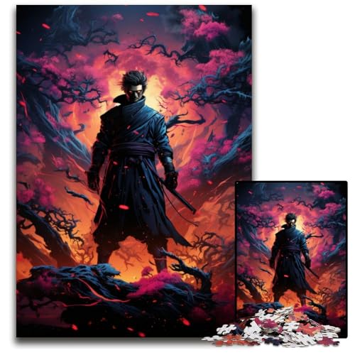 Die farbenfrohe Psychedelia von Ninja Warrior 1000-teiliges Puzzle Holzpuzzle für Teenager und Familienspaß – DIY-Denkspiel Geschenk 1000 Teile (75x50cm) von ouynngjing