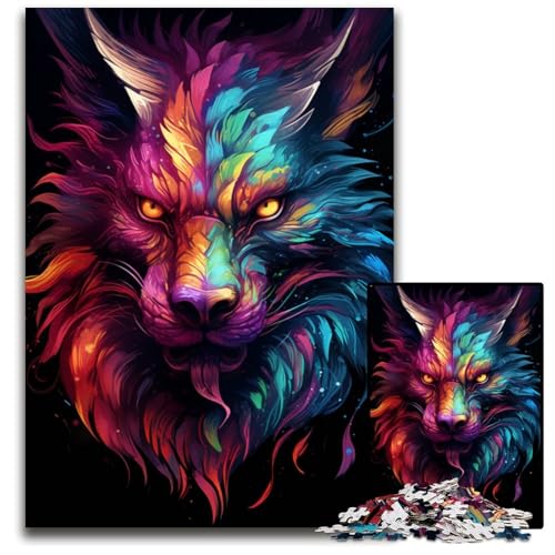 Die farbenfrohe Psychedelia von Star Wolf 1000-teiliges Puzzle Holzpuzzle für Teenager und Familienspaß – DIY-Denkspiel Geschenk 1000 Teile (75x50cm) von ouynngjing