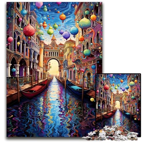 Die farbenfrohe Psychedelia von Venedig 1000-teiliges Puzzle Holzpuzzle für Teenager und Familienspaß – DIY-Denkspiel Geschenk 1000 Teile (75x50cm) von ouynngjing