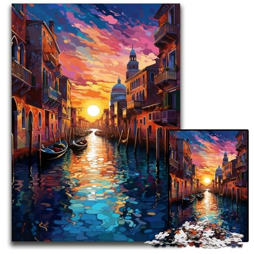 Die farbenfrohe Psychedelia von Venedig 1000-teiliges Puzzle für Erwachsene schwierige Puzzles für Erwachsene Geburtstagsgeschenkidee anspruchsvolles Denkspiel 1000 Teile (38x26cm) von ouynngjing