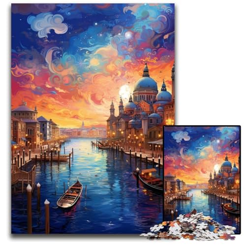 Die farbenfrohe Psychedelia von Venedig 1000-teiliges Puzzle unmögliches Puzzle für Erwachsene hochschwieriges Denkspiel für Teenager 1000 Teile (38x26cm) von ouynngjing