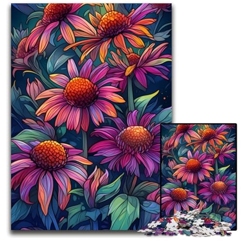 Die farbenfrohe Psychedelie der Sonnenhut-Puzzle 1000 Teile Papierpuzzle für Teenager und Familienspaß – DIY-Denkspiel als Geschenk 1000 Teile (38x26cm) von ouynngjing