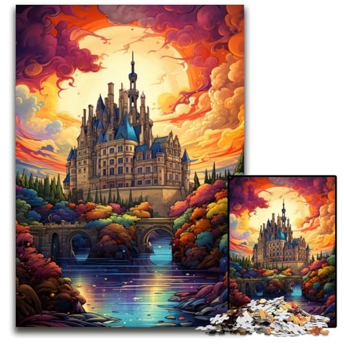 Die farbenfrohe Psychedelie von Schloss Chambord 1000-teiliges Puzzle. Unmögliches Puzzle für Erwachsene. Hochschwieriges Denkspiel für Teenager. 1000 Teile (38x26cm) von ouynngjing