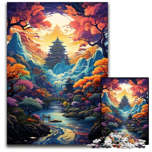 Die farbenfrohe psychedelische Schönheit des Nara-Parks. Puzzle für Erwachsene 1000 Teile schwierige Puzzles für Erwachsene Heimdekoration 1000 Teile (38x26cm) von ouynngjing