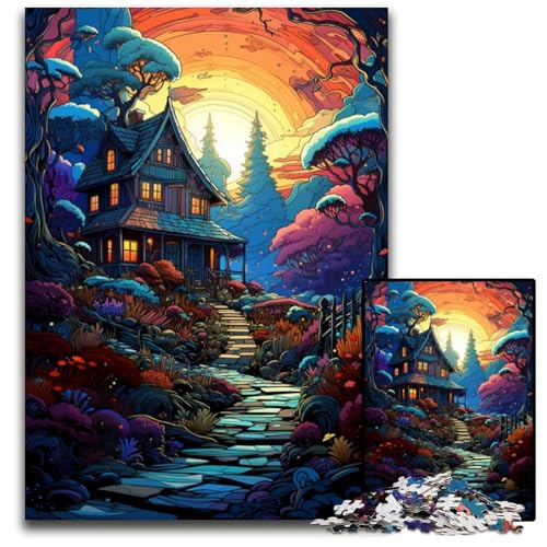 DschungelhüttenPuzzle 1000 Teile Holzpuzzle anspruchsvolles DIYDekorationsspiel interaktives Familienspielzeug 1000 Teile (75 x 50 cm) von ouynngjing