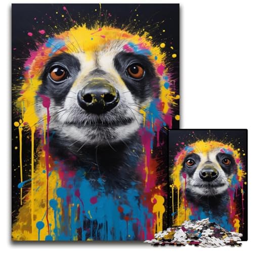 ErdmännchenPuzzle bunt 1000 Teile Holzpuzzle Weihnachten Halloween Ostern Neujahr 1000 Teile (38 x 26 cm) von ouynngjing