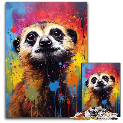 ErdmännchenPuzzle bunt 1000 Teile Holzpuzzle Weihnachten Halloween Ostern Neujahr 1000 Teile (75 x 50 cm) von ouynngjing