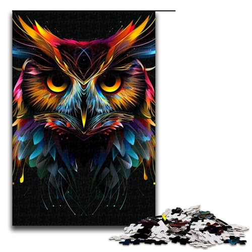 EulenNeonArt 1000teiliges Puzzle für Erwachsene Puzzle als Geschenk geeignet für Teenager ab 14 Jahren 1000 Teile (75 x 50 cm) von ouynngjing