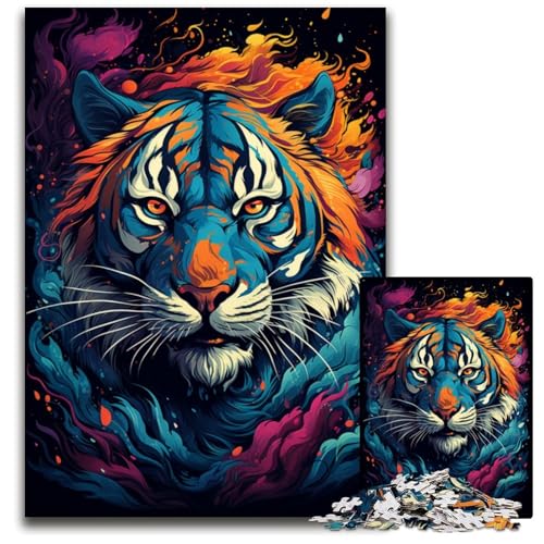 Fantasy Bunter Tiger 1000teiliges Puzzle für Erwachsene Puzzles Geburtstagsgeschenkidee anspruchsvolles Denkspiel 1000 Teile (75 x 50 cm) von ouynngjing