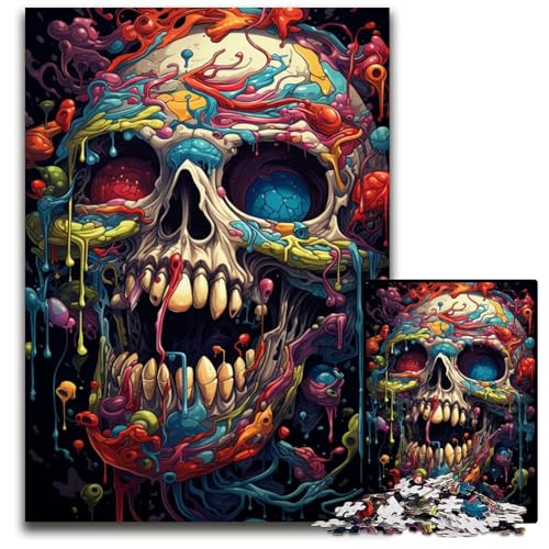 Fantasy Bunter Totenkopf 1000teiliges Puzzle für Erwachsene Puzzles Geburtstagsgeschenkidee anspruchsvolles Denkspiel 1000 Teile (75 x 50 cm) von ouynngjing