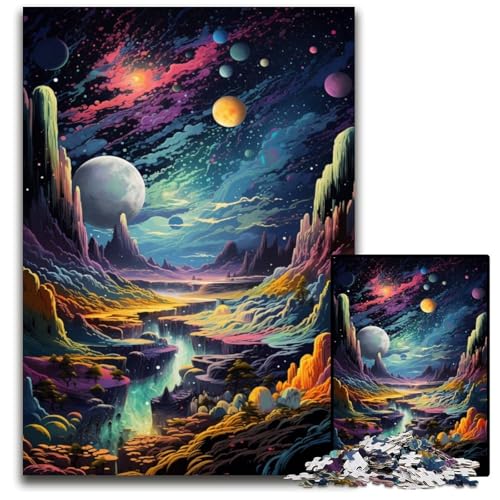 Fantasy Cosmic Planet 1000teiliges Puzzle für Erwachsene Holzpuzzle Weihnachten Halloween Ostern Neujahr 1000 Teile (75 x 50 cm) von ouynngjing