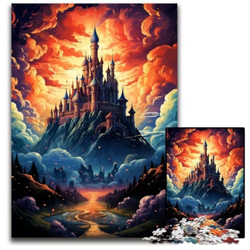 FantasyGemälde eines Schlosses 1000teiliges Puzzle für Erwachsene Puzzles Geburtstagsgeschenkidee anspruchsvolles Denkspiel 1000 Teile (38 x 26 cm) von ouynngjing