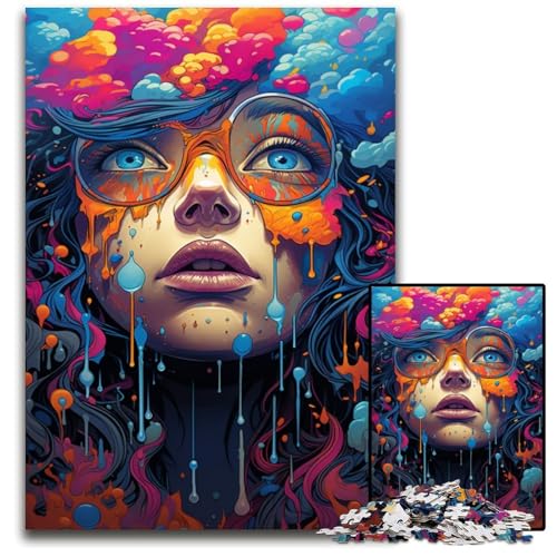 FantasyHexe 1000teiliges Puzzle für Erwachsene Holzpuzzle Weihnachten Halloween Ostern Neujahr 1000 Teile (38 x 26 cm) von ouynngjing