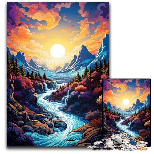 FantasyLandschaftsPuzzle 1000 Teile Holzpuzzle anspruchsvolles DIYDekorationsspiel interaktives Familienspielzeug 1000 Teile (75 x 50 cm) von ouynngjing