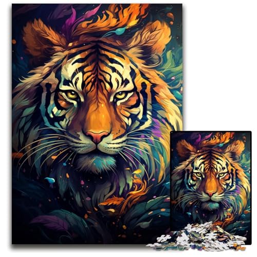 FantasyPuzzle mit Buntem Tiger 1000 Teile für Erwachsene Puzzles für Erwachsene Weihnachten Halloween Ostern Neujahr 1000 Teile (75 x 50 cm) von ouynngjing