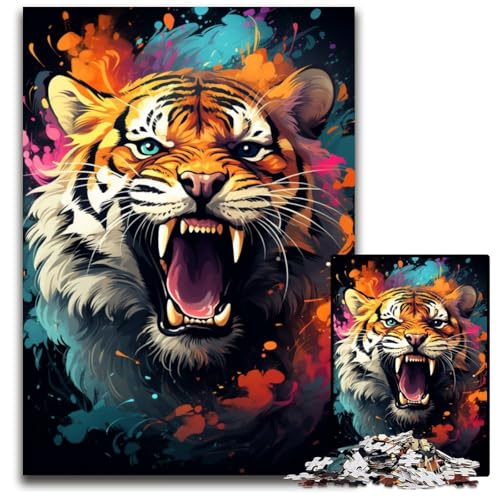 FantasyPuzzle mit Buntem Tiger 1000 Teile für Erwachsene Puzzles für Erwachsene Weihnachten Halloween Ostern Neujahr 1000 Teile (75 x 50 cm) von ouynngjing