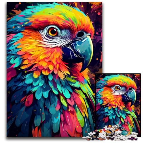 FantasyPuzzle mit psychedelischem Papagei 1000 Teile Puzzle für Erwachsene Weihnachten Halloween Ostern Neujahr 1000 Teile (38 x 26 cm) von ouynngjing