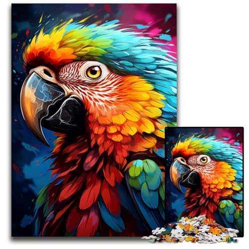 FantasyPuzzle mit psychedelischem Papagei 1000 Teile für Erwachsene Puzzle für Erwachsene Familienspaß Aktivität GehirnHerausforderung Teenager 1000 Teile (75 x 50 cm) von ouynngjing