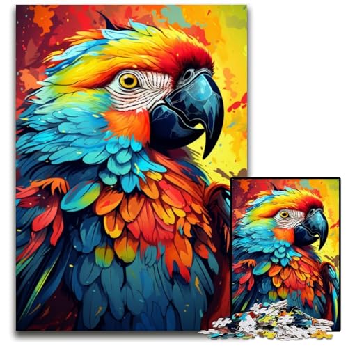 FantasyPuzzle mit psychedelischem Papagei 1000teiliges Puzzle für Erwachsene GehirnHerausforderung Geschenk pädagogische Aktivität für Teenager 1000 Teile (38 x 26 cm) von ouynngjing