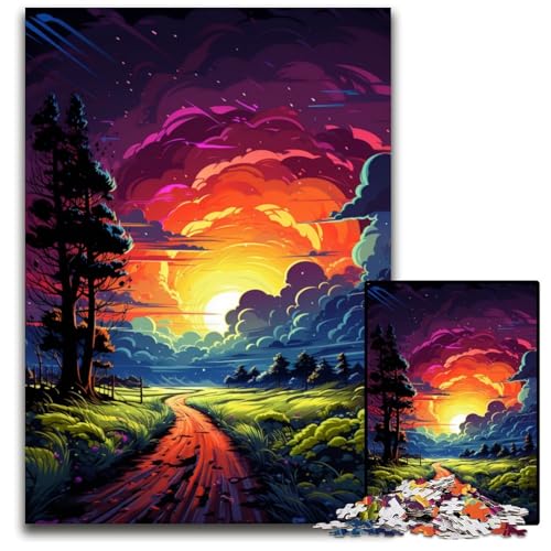 FantasySonnenuntergangslandschaft Puzzle für Erwachsene 1000 Teile unmögliche Puzzles für Erwachsene für Reiseliebhaber und Paare anspruchsvolles Spielzeug 1000 Teile (75 x 50 cm) von ouynngjing