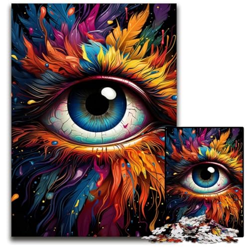 Feuerfarbene Phönixaugen 1000teiliges Puzzle für Erwachsene Holzpuzzle Weihnachten Halloween Ostern Neujahr 1000 Teile (38 x 26 cm) von ouynngjing