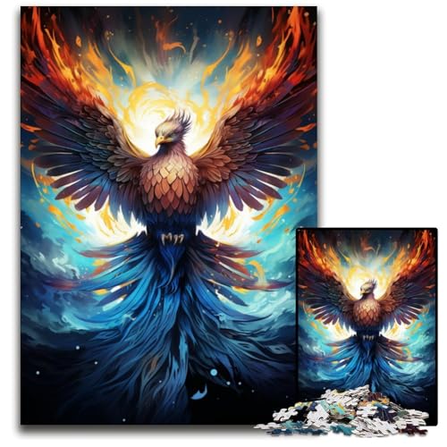 Feuerfarbener Phönix 1000teiliges Puzzle für Erwachsene Holzpuzzle Weihnachten Halloween Ostern Neujahr 1000 Teile (38 x 26 cm) von ouynngjing