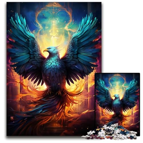Feuerfarbener Phönix 1000teiliges Puzzle für Erwachsene Holzpuzzle Weihnachten Halloween Ostern Neujahr 1000 Teile (38 x 26 cm) von ouynngjing